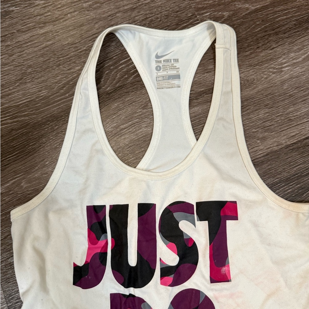 Nike White Tank Top with Pink and Black Graphic - Picture 4 of 8
